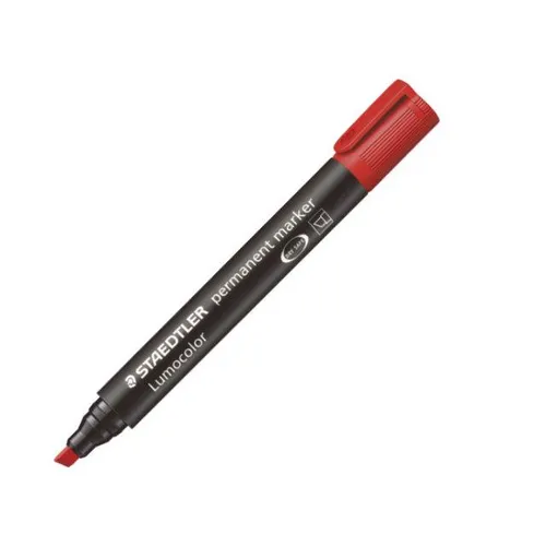 Illustration of product : STAEDTLER Marqueur permanent pointe biseau corps plastique encre Rouge à base d'alcool ne sèche pas 350 (1)