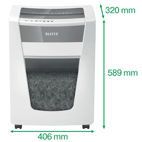 Illustration of product : LEITZ Destructeur de documents IQ Office Pro P-5+ coupe super micro 2x5mm 7 feuilles 30 litres 80040000 (3)