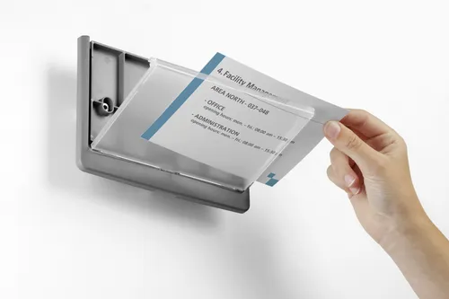 Illustration of product : DURABLE Plaque de porte Clicksign A4 en ABS - livrée avec kit fixations - L210 x H297 mm - Graphite (15)