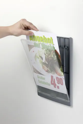 Illustration of product : DURABLE Plaque de porte Clicksign A4 en ABS - livrée avec kit fixations - L210 x H297 mm - Graphite (10)