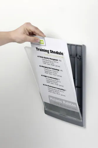 Illustration of product : DURABLE Plaque de porte Clicksign A4 en ABS - livrée avec kit fixations - L210 x H297 mm - Graphite (9)