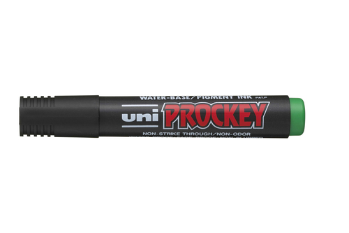 Illustration of product : UNI-BALL Marqueur permanent pte ogive corps plastique encre pigmentée à base d'eau Vert UNI PROCKEY PM122 (1)
