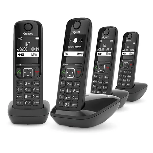 Illustration of product : GIGASET Téléphone sans fil AS690A avec répondeur Quattro Noir AS690AQuattroNoir (1)