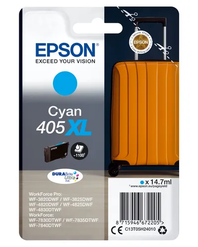 Illustration of product : EPSON Singlepack Cyan 405XL DURABrite Ultra Ink (1)