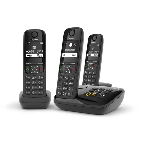 Illustration of product : GIGASET Téléphone sans fil AS690A avec répondeur Trio Noir AS690ATrioNoir (2)