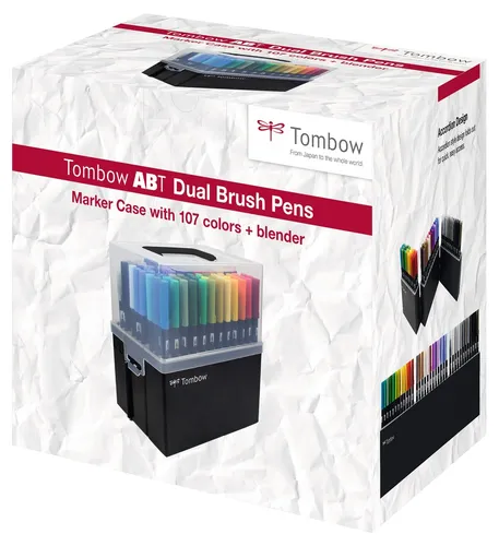 Illustration of product : TOMBOW Présentoir de 108 Feutres-pinceau ABT Dual Brush Pen assortis, encre à base d&#039;eau, aquarellables (1)