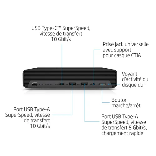 HP EliteDesk 800 i5-10500 16Go 512Go - Explicatif face