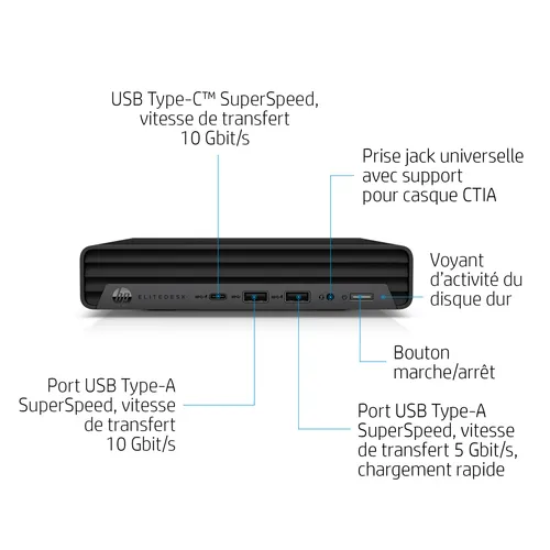 HP EliteDesk 800 i7-10700 16Go 512Go SSD - Explicatif face 