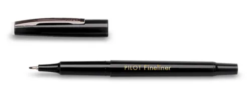 Illustration of product : PILOT Stylo-feutre pointe fine baguée métal encre Noire corps plastique couleur FINELINER (1)