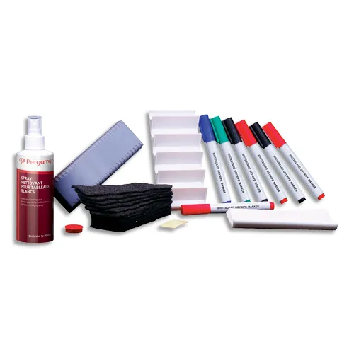 Illustration of product : PERGAMY Kit nettoyant Deluxe pour tableaux Blancs. Kit complet avec accessoires (1)