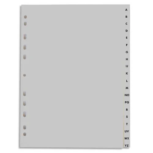 Illustration of product : PERGAMY Jeu 20 intercalaires alphabétiques A-Z polypropylène format A4+. Coloris Blanc (1)