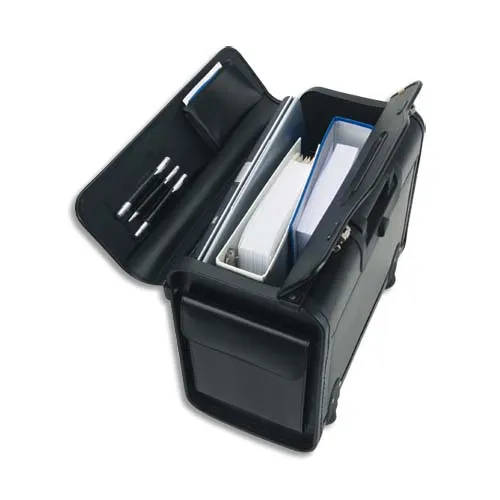 Illustration of product : ALASSIO Pilot Case Trolley Noir en simili cuir, serrure à combinaison, compartiments L48,5 x H37 x P23 cm (1)
