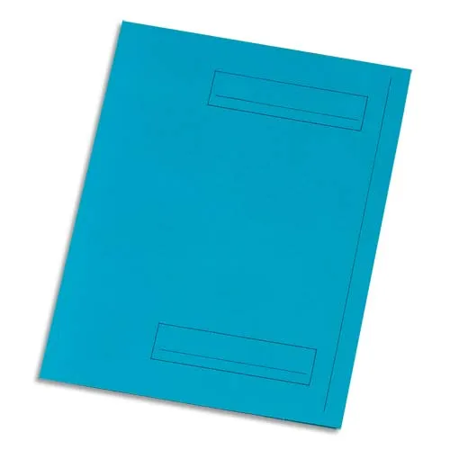 Illustration of product : Paquet de 50 sous-dossiers imprimés en kraft 160gr à 2 rabats. Format 24x32cm. Coloris Bleu (1)