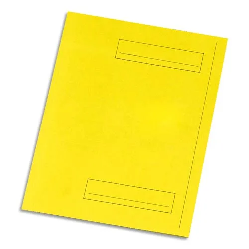 Illustration of product : Paquet de 50 sous-dossiers imprimés en kraft 160gr à 2 rabats. Format 24x32cm. Coloris Jaune (1)
