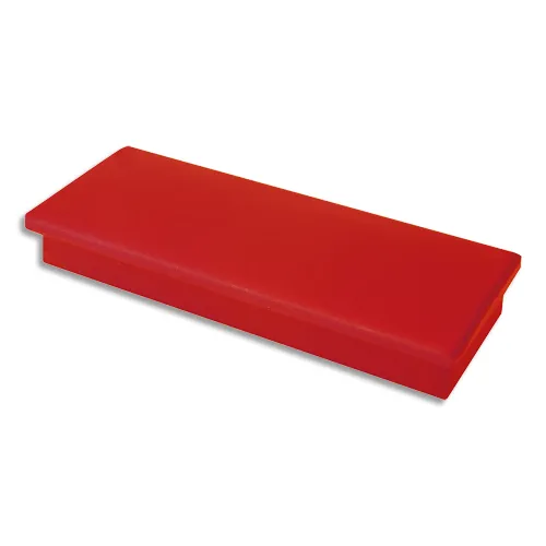 Illustration of product : Plaquette de 2 aimants rectangulaires Rouge sans téton - Format : 2,3 x 5,5 cm (1)