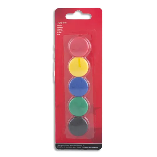 Illustration of product : Boîte de 5 aimants 25 mm ronds assortis (1)