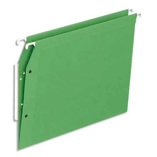 Illustration of product : Boîte de 25 dossiers suspendus ARMOIRE en kraft 220g. Fond V, volet agrafage + pression. Vert (1)