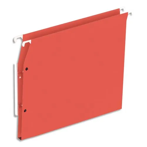 Illustration of product : Boîte de 25 dossiers suspendus ARMOIRE en kraft 220g. Fond 15mm, volet agrafage + pression. Rouge (1)
