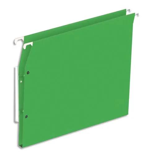 Illustration of product : Boîte de 25 dossiers suspendus ARMOIRE en kraft 220g. Fond 15mm, volet agrafage + pression. Vert (1)