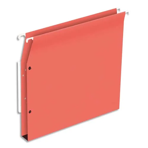 Illustration of product : Boîte de 25 dossiers suspendus ARMOIRE en kraft 220g. Fond 30mm, volet agrafage + pression. Rouge (1)