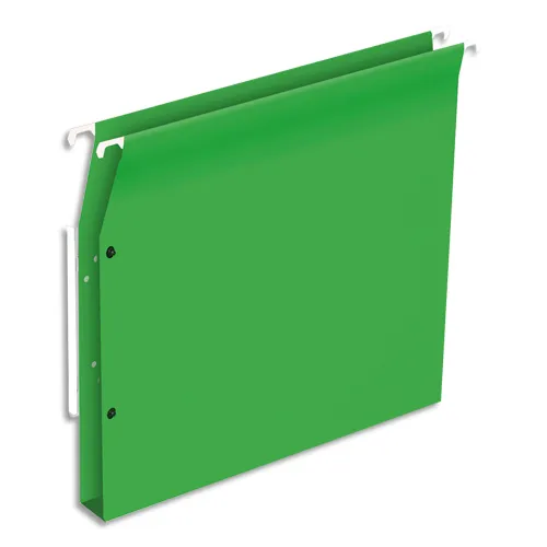 Illustration of product : Boîte de 25 dossiers suspendus ARMOIRE en kraft 220g. Fond 30mm, volet agrafage + pression. Vert (1)