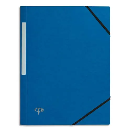 Illustration of product : PERGAMY Chemise 3 rabats monobloc à élastique en carte lustrée 5/10e, 390g. Coloris Bleu foncé. (1)