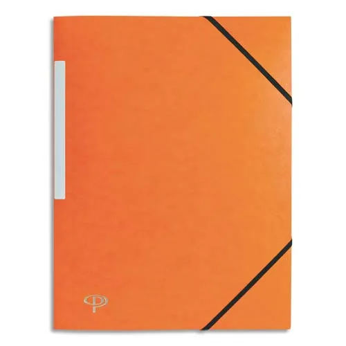 Illustration of product : PERGAMY Chemise 3 rabats monobloc à élastique en carte lustrée 5/10e, 390g. Coloris Orange. (1)
