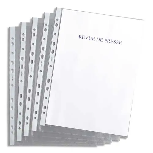 Illustration of product : Sachet de 100 pochettes perforées en polypropylène 4,5/100e grainé, perforation 11 trous (1)