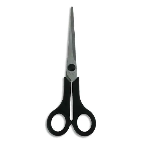 Illustration of product : PERGAMY Ciseau 17,4 cm. Manche plastique. Anneaux ergonomiques Softgrip. Coloris Rouge/Noir. (1)