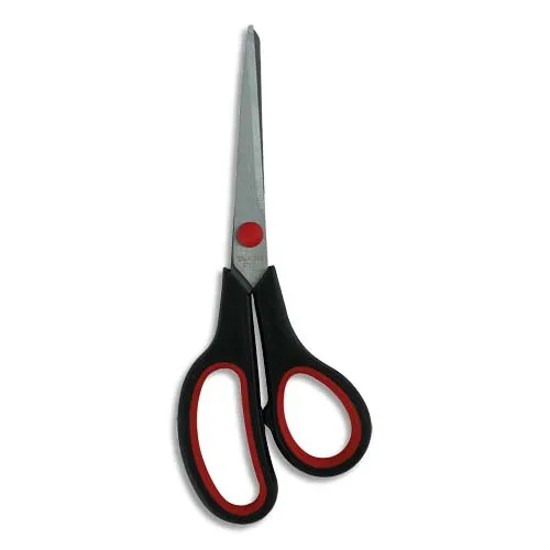 Illustration of product : PERGAMY Ciseau 20,2 cm. Manche plastique. Anneaux ergonomiques Softgrip. Coloris Rouge/Noir. (1)