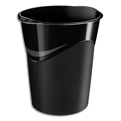 Illustration of product : Corbeille papier polypropylène 100% recyclé et 100% recyclable. 14 Litres Dim (lxhxp) 30,5x33,4x29cm Noir (1)