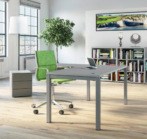 Bureau Individuel Astrolite - Gris et piètement gris avec retour