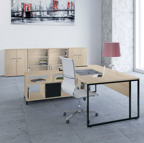 Bureau de direction Stricto - Bois avec piètement noir