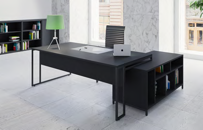 Bureau de direction Stricto - Noir avec piètement noir
