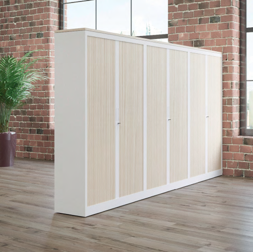 Armoire métal Classif - Blanc et bois