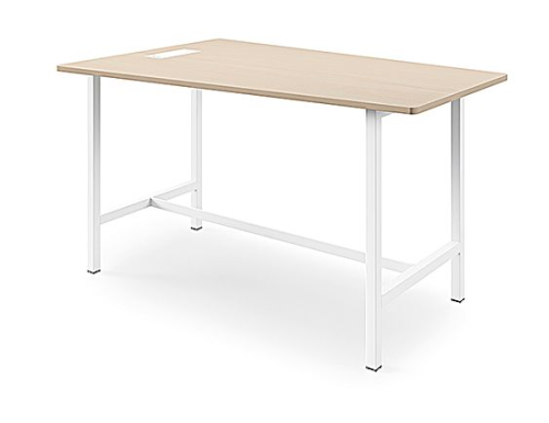Table haute Aska - Piètement blanc et plateau en bois
