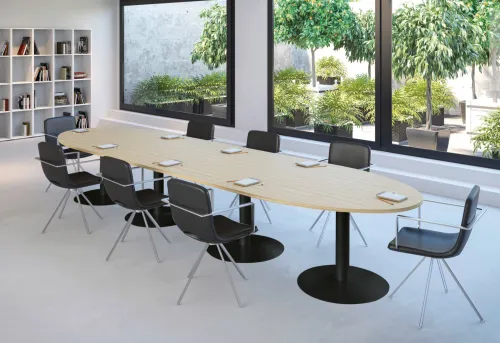 Table de réunion Ensemble ovale plateau en bois pieds noir