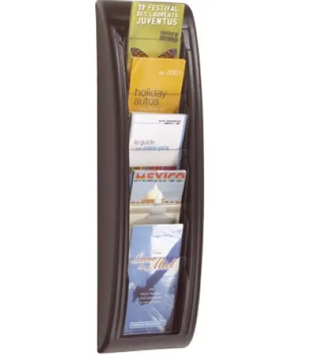 Illustration of product : PAPERFLOW Présentoir mural Quick Fit System, 5 cases ft 1/3 A4 épais. 2 cm, L22,7 x H65 x P9,5 cm Noir (1)