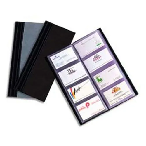 Illustration of product : OXFORD Porte-cartes de visite ELEGANCE en PVC expansé. Capacité 80 cartes. Format 12x27cm. Coloris Noir (2)