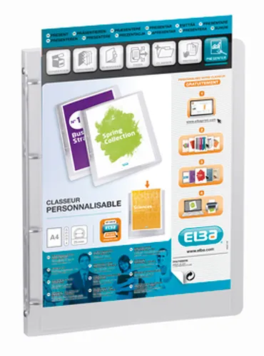 Illustration of product : OXFORD Classeur personnalisable 1 face POLYVISION 4 anneaux. Polypropylène 5/10e.Dos 2cm.Coloris incolore (1)