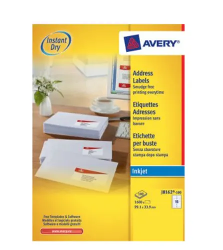 Illustration of product : AVERY Boîte de 1600 étiquettes Jet d&#039;encre format 99,1x33,9mm (2)