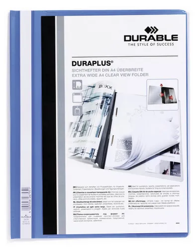 Illustration of product : DURABLE Chemise de présentation Duraplus à lamelle A4 - personnalisable + gouttière de passage - Bleu (1)