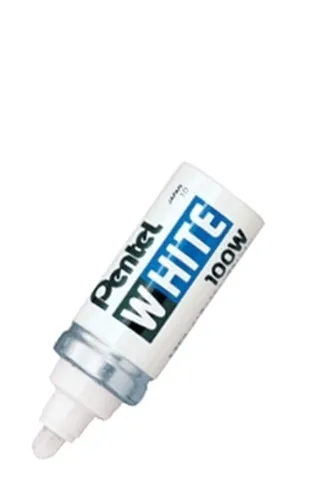 Illustration of product : PENTEL Marqueur peinture pointe en fibre ogive large corps métal coloris Blanc WHITE 100W (1)