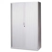 Lot de 2 - MT INTERNATIONAL Armoire haute monobloc éco Corps et Rideau Gris clair - Dimensions L120 x H198 x P43 cm