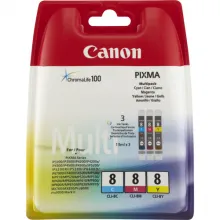CANON CLI-8C/M/Y cartouche d encre cyan, magenta et jaune capacité standard combopack sans alarme