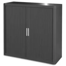 PAPERFLOW EasyOffice armoire démontable corps en PS teinté et rideau Anthracite - Dim L110xH104xP41,5 cm