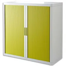 PAPERFLOW EasyOffice armoire démontable corps en PS teinté Blanc rideau Vert - Dim L110x H104x P41,5 cm