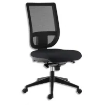 Siège Tertio dossier résille et assise tissu Noir, mécanisme synchrone, piétement nylon, sans accoudoirs