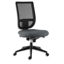 Siège Tertio dossier résille et assise tissu Gris, mécanimse synchrone, piétement nylon, sans accoudoirs