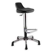 Siège Assis Debout en PU Noir, assise pivotante et inclinable, piètement et repose-pieds chromé